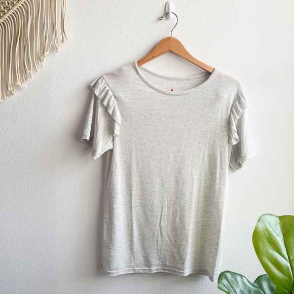 Poof New York Ruffled Sleeves Top White Sz. S - Picture 1 of 5